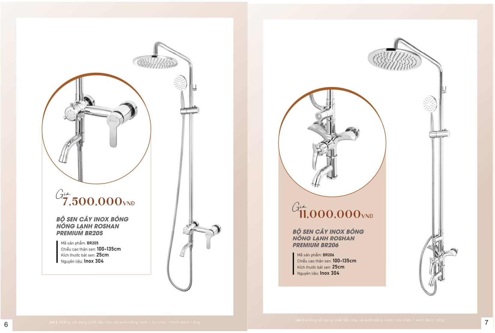 Sen vòi và phụ kiện phòng tắm ROSHAN Catalogue và Bảng giá mới nhất /Page 5 (Roshan BR205 / BR206)